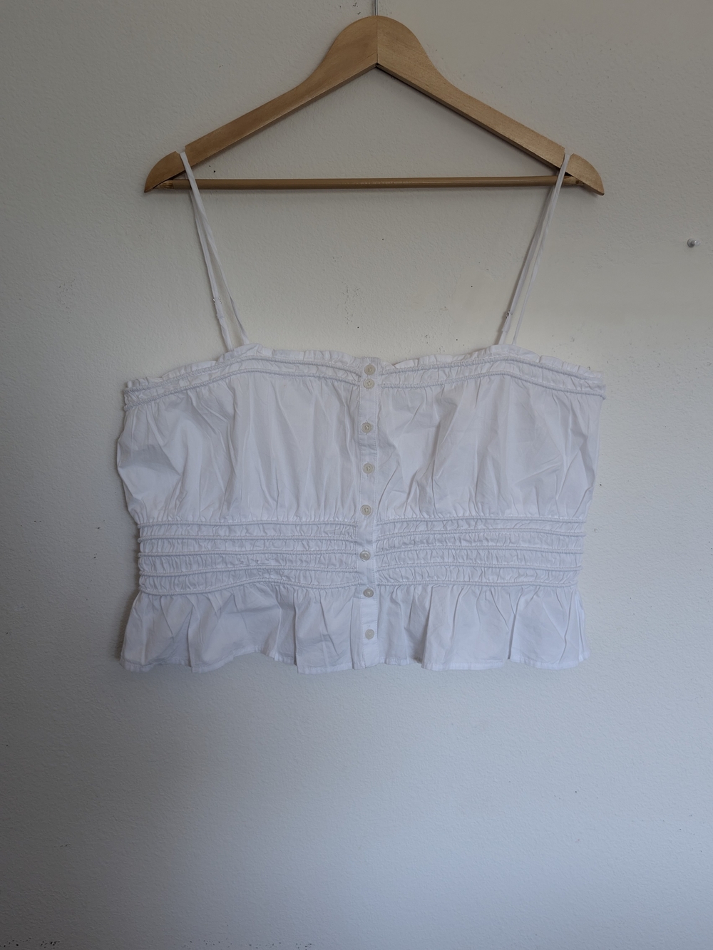 Madewell White Spaghetti-Strap Button Crop Cami